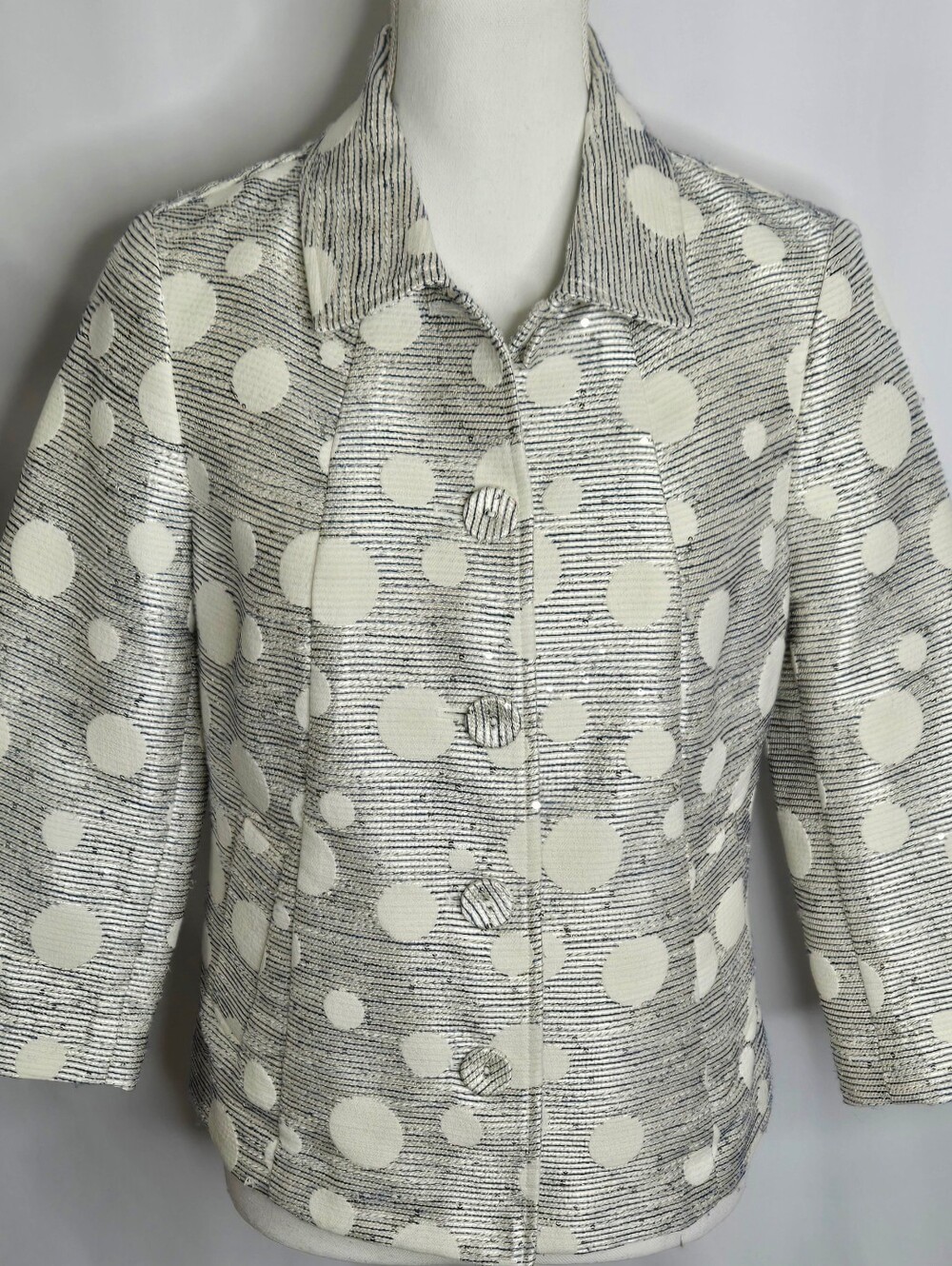 Chico's Metallic Sequin Polka Dot Textured Jacket Blazer NWOT Size 0 4/6